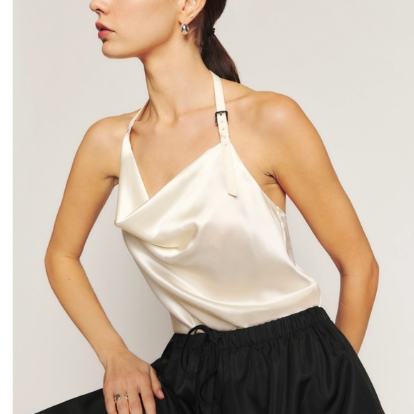 Reformation Maeve Silk Top Fior Di Latte Sz Medium - Picture 2 of 6